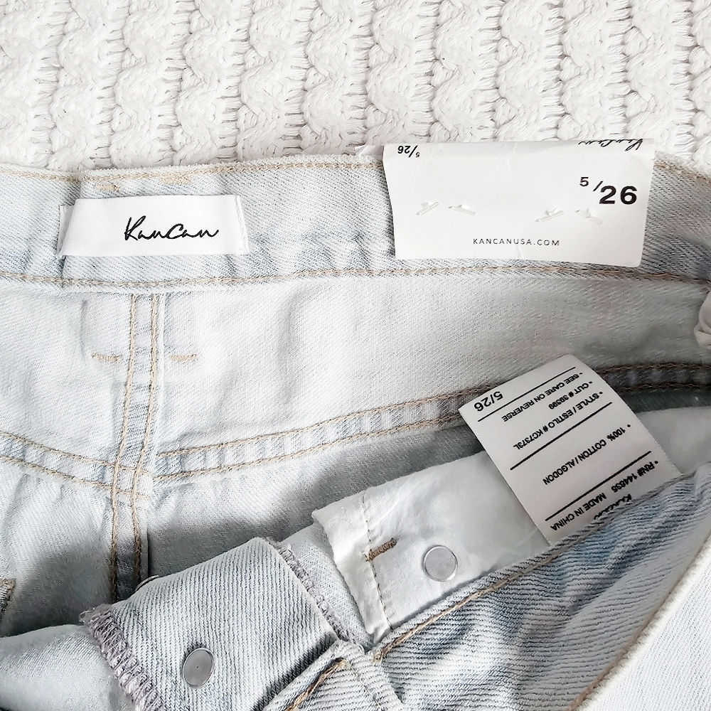 KanCan HR Button Fly Light Wash 90s Flare Jeans Distressed Y2K College 5/26 NEW - Picture 12 of 15